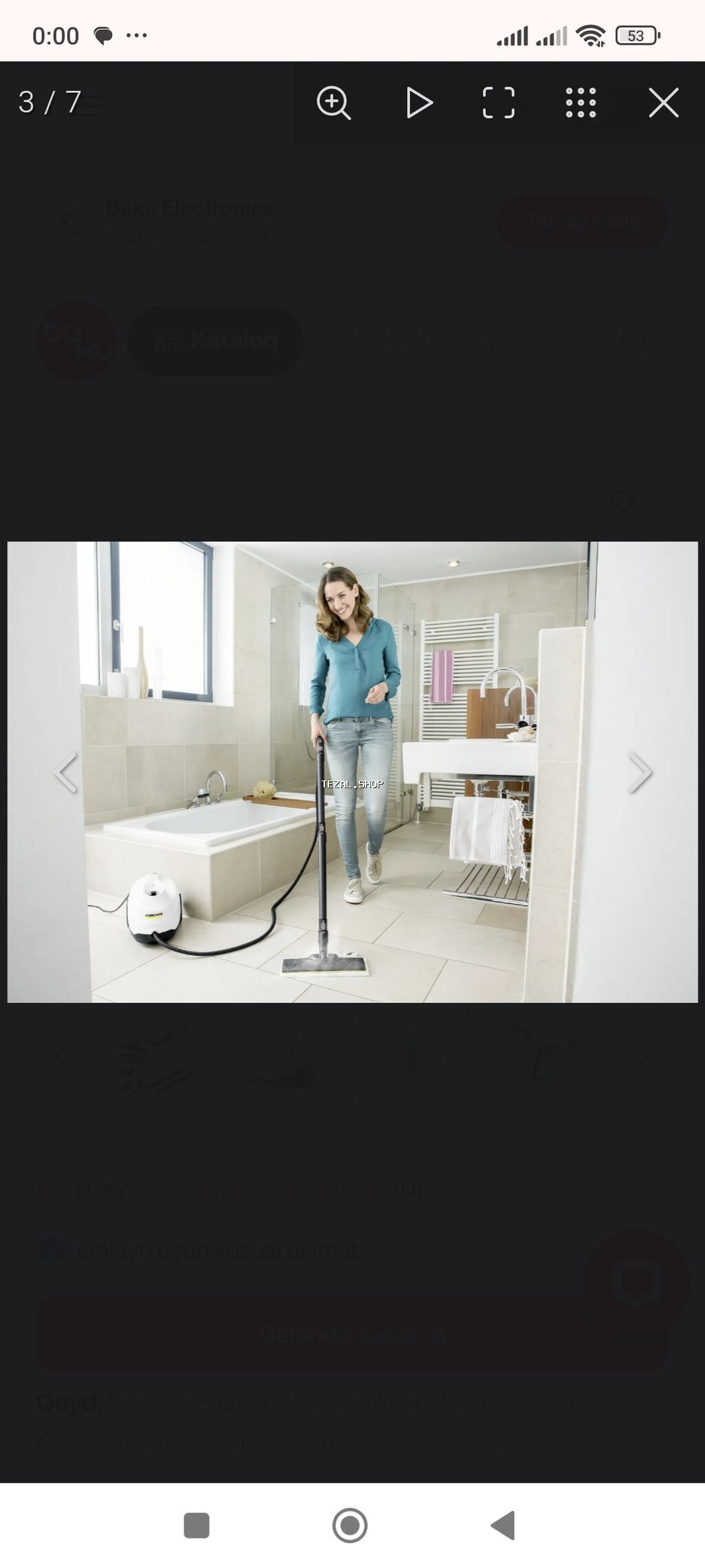 Buxarlı təmizləyici Karcher SC 3 EasyFix Plus. bir defe