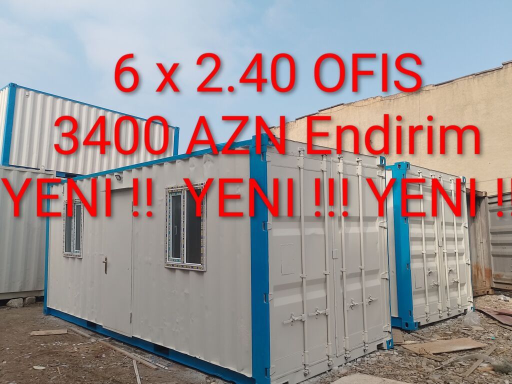 ✅- 6 x 2.40 Olcude Demir ofis Konteyner ☀️🌨️ - Izolyasiya + Daxili