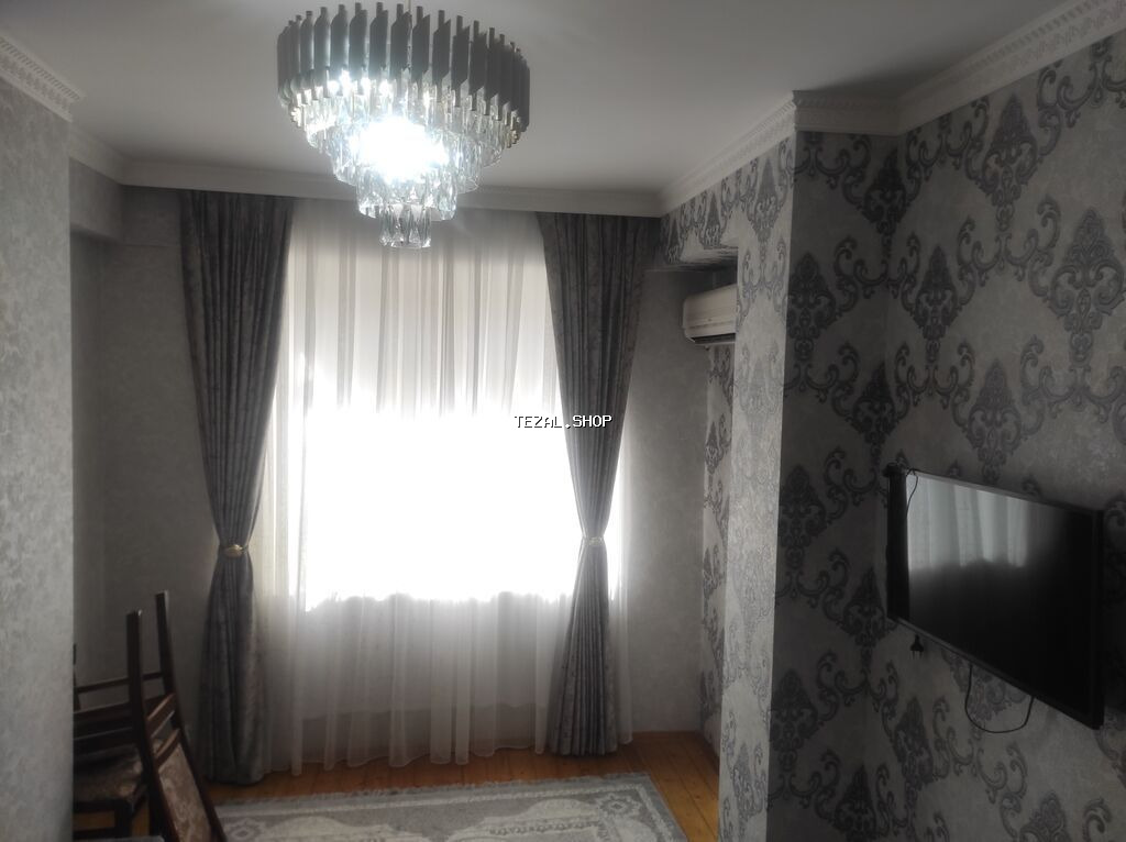 Kirayə üçün mənzildə komfortlu qonaq otağı - İşıqlı, zövqlü dizaynlı