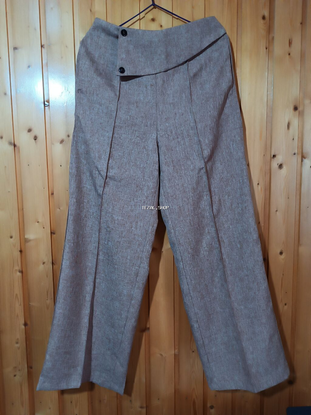 Qadın şalvarı - Rəng: boz-qəhvəyi melanj - Kəsim: hündən oturan