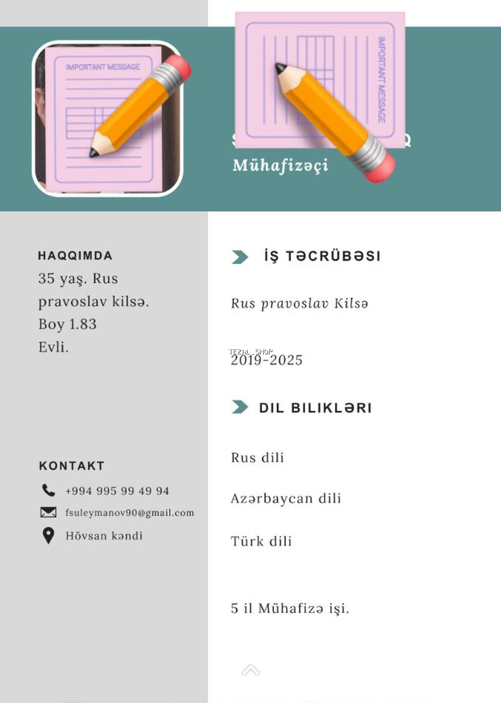 Cv duzeldirem, ancaq sadə formada