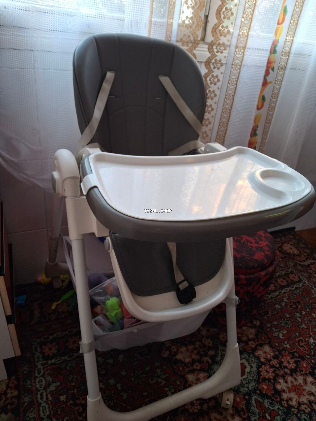 Uşaq yemək kreslosu - Rəng: boz-ağ - Geniş, çıxarılan və yuyulan