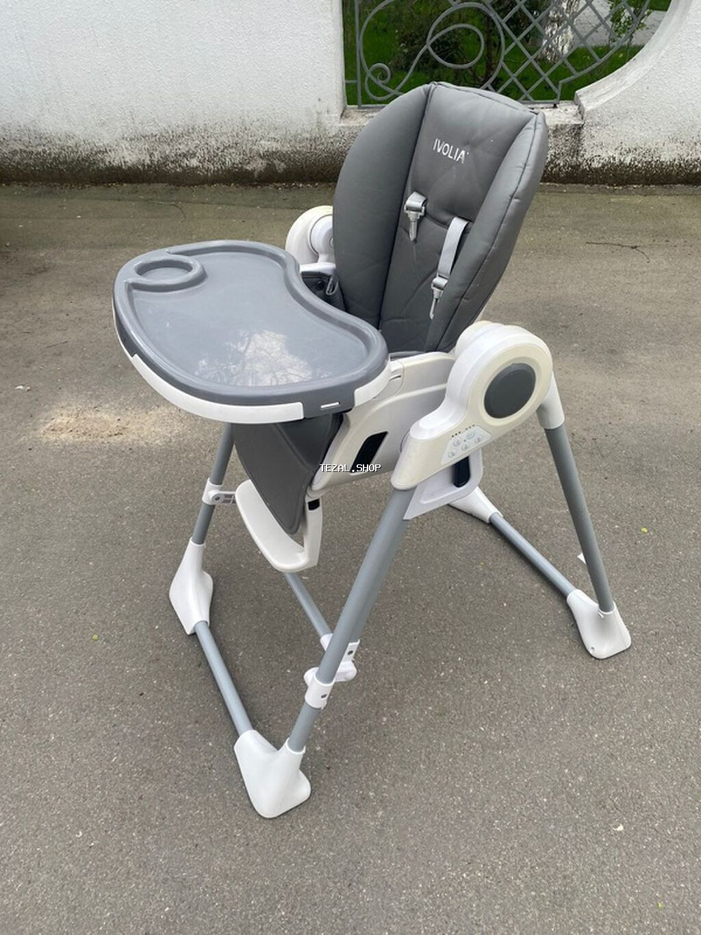 Uşaq yemək stulu – IVOLIA, boz-ağ rəngli, çoxfunksiyalı model