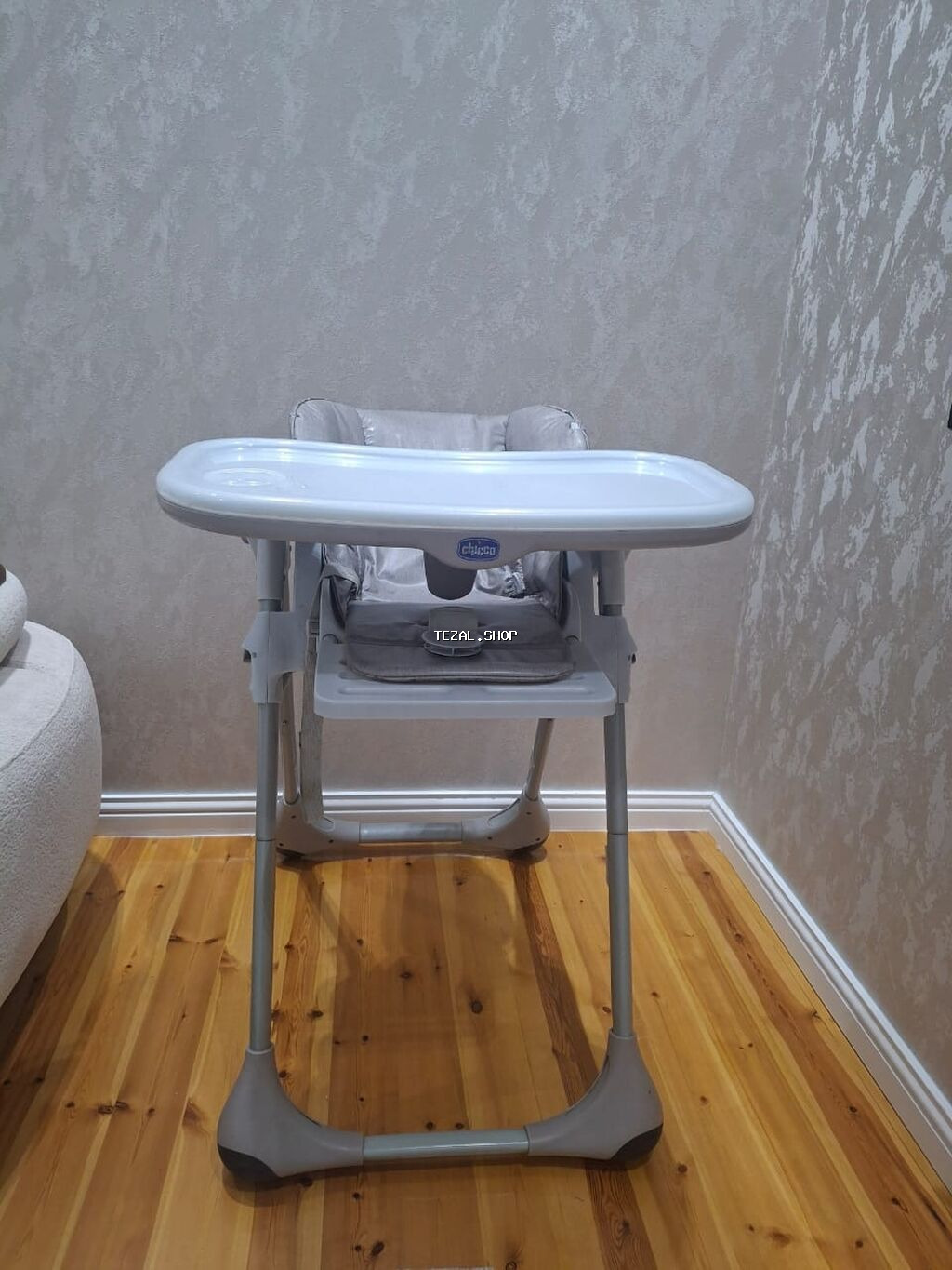 Chicco uşaq yemək stulu - Rəng: boz/gümüş tonlarında - Geniş plastik