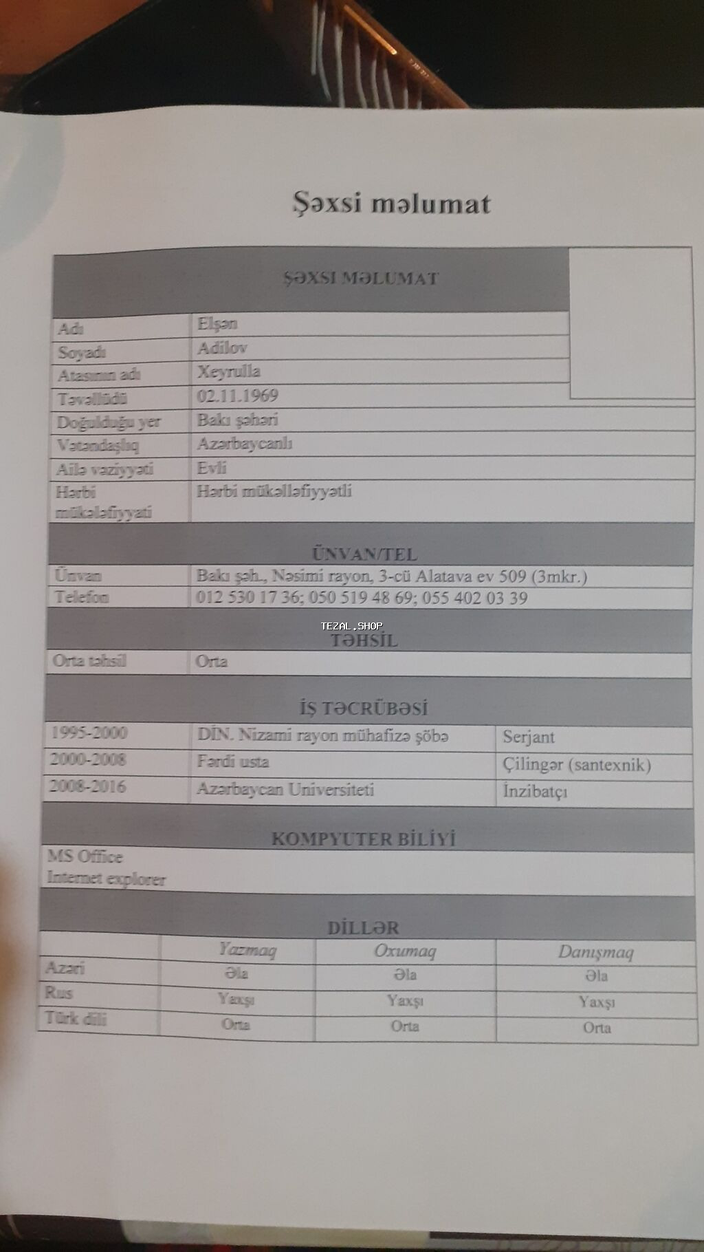 İş axtariram. Azərbaycan unvetstetində10 il İnzibatçi işləmişəm