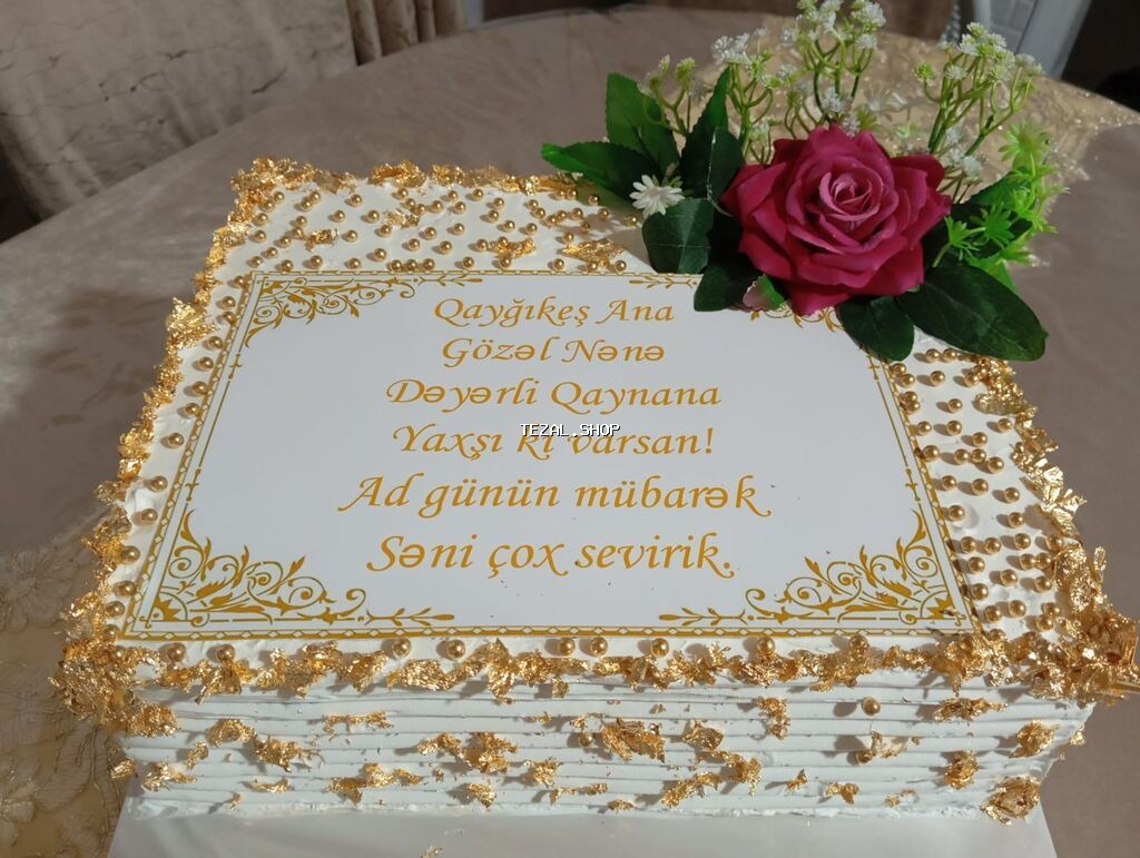 Şəxsi sifarişlə bəzədilən tort - Forma: düzbucaqlı, çoxqatlı biskvit