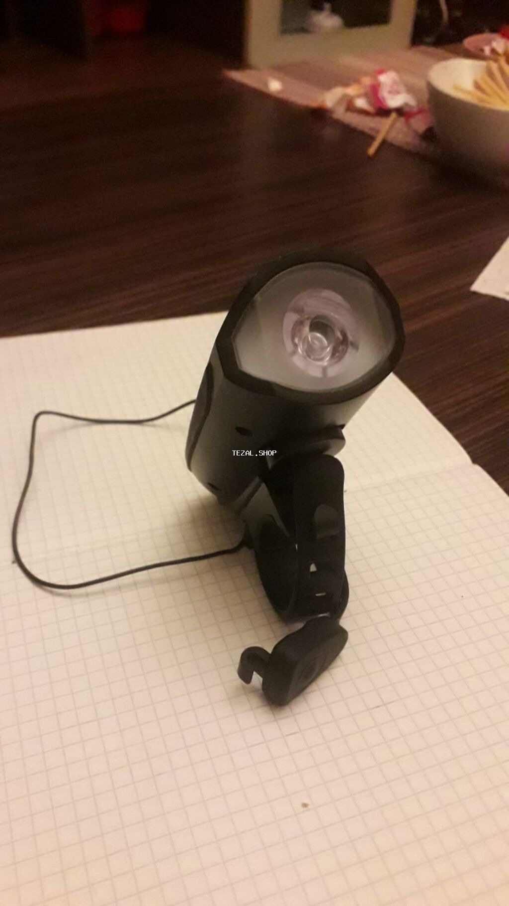 Velosiped üçün ön LED fənər və naqilli səs siqnalı (zəng) dəsti -