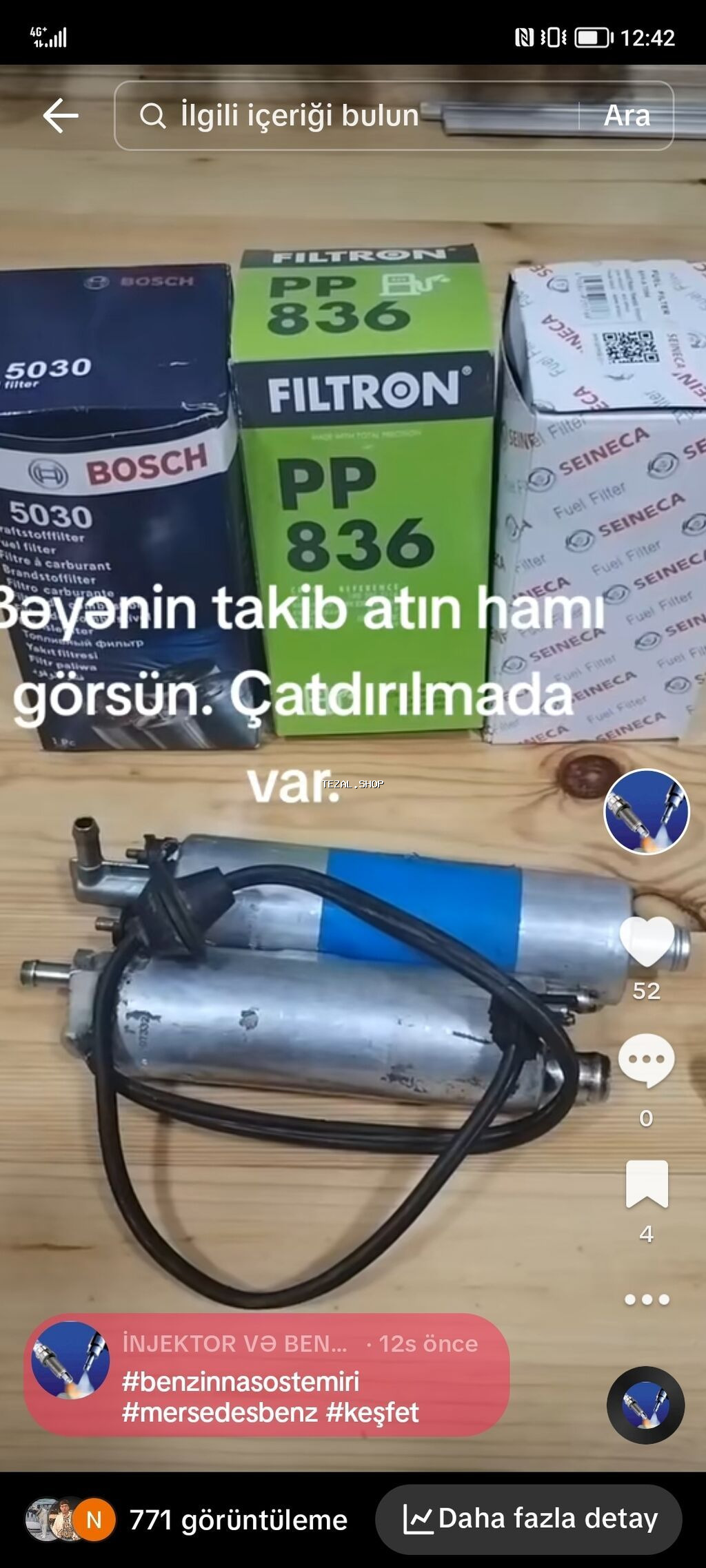 Mersedes çeşka dörd göz bir il zemanetle benzinnasoslar nasosun icinde