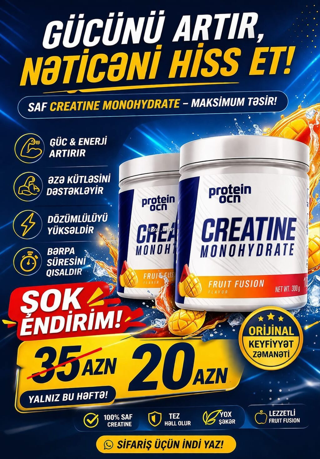 Kreatin Protein Ocean, Çəki: 201 - 500 g, Yeni