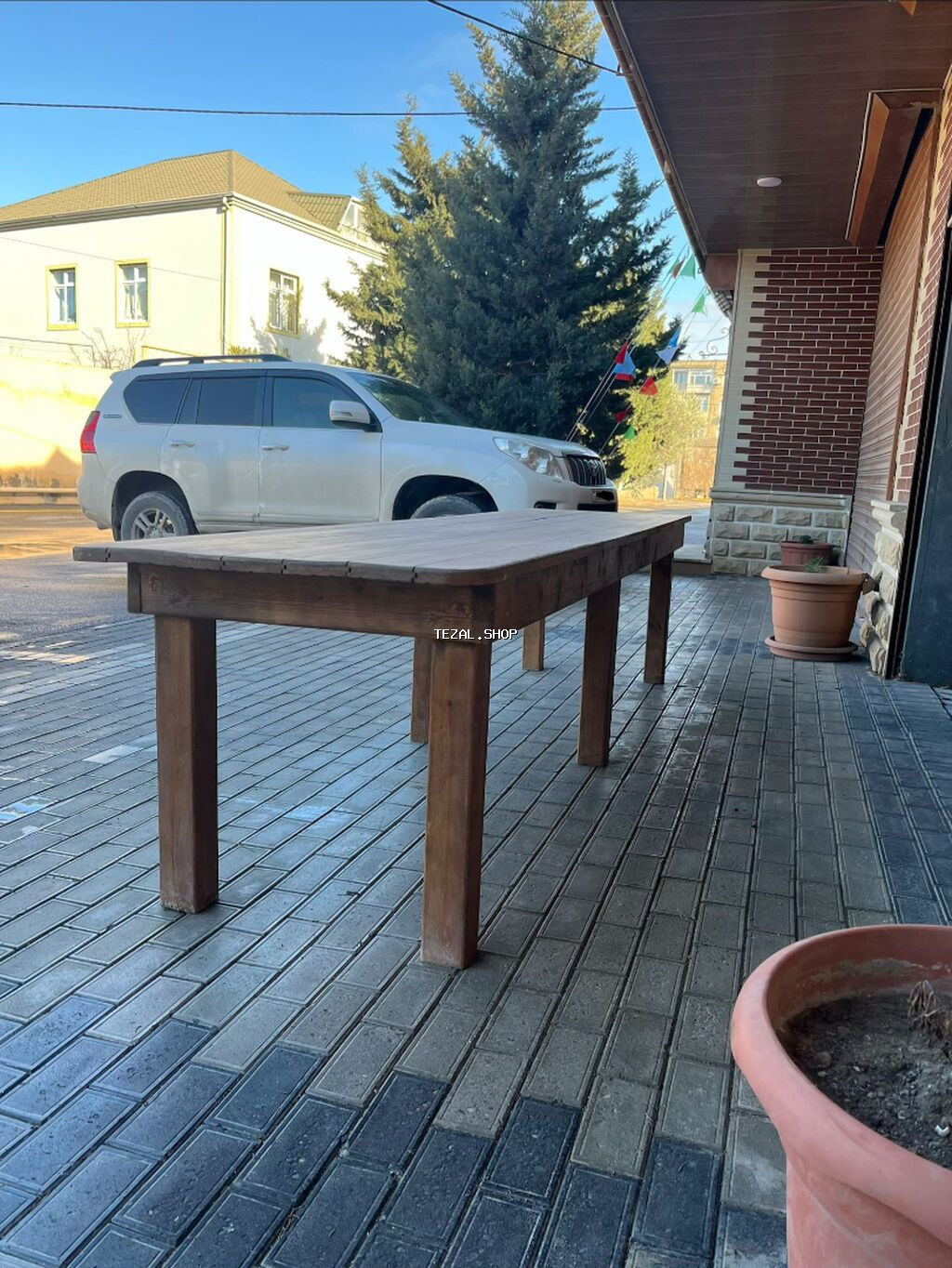 Taxta masa.Tezedir, ishlenmeyib Restoran ucun yigilmiwdi,1-i artiq - şəkil 2
