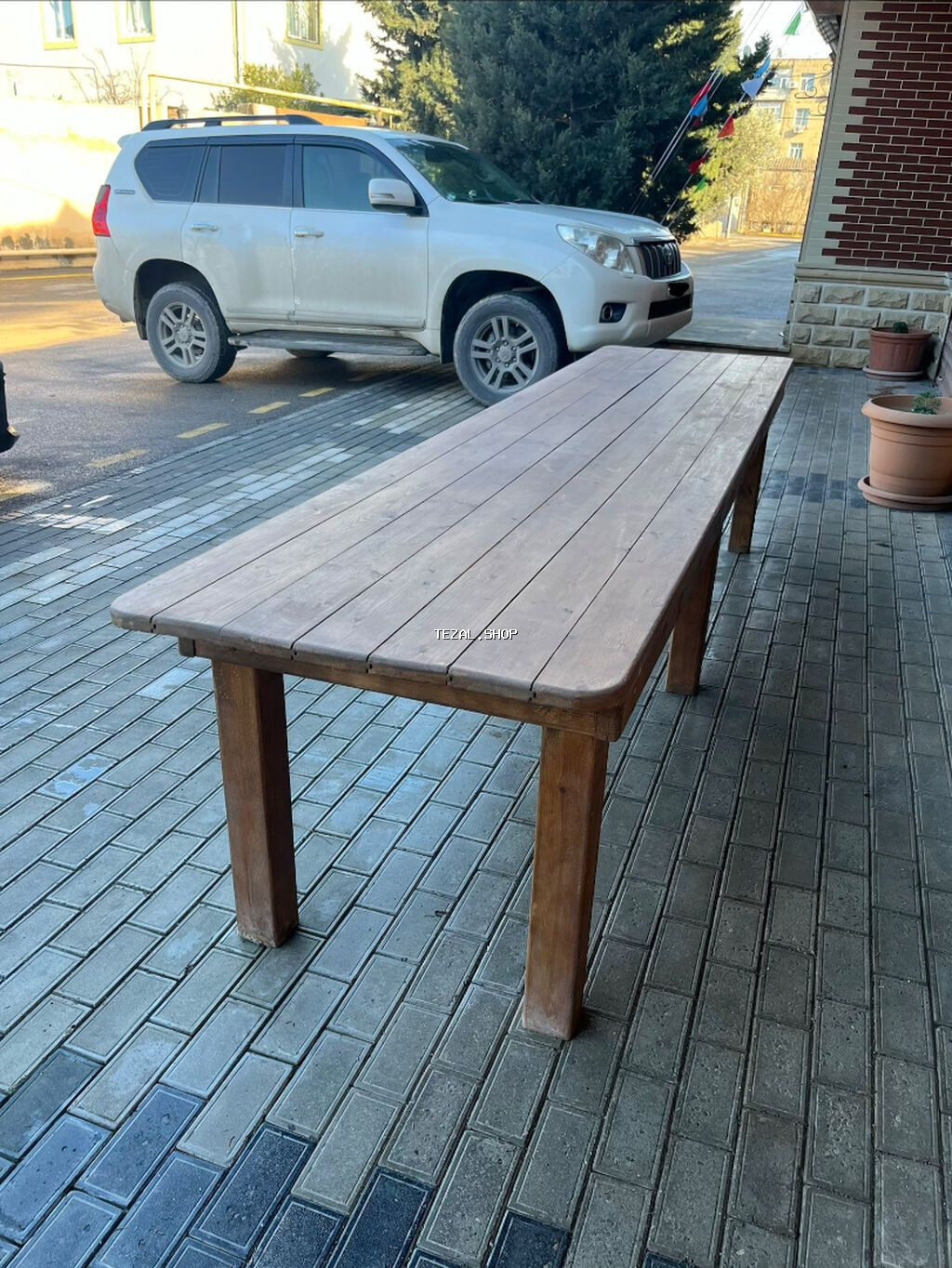 Taxta masa.Tezedir, ishlenmeyib Restoran ucun yigilmiwdi,1-i artiq - şəkil 3