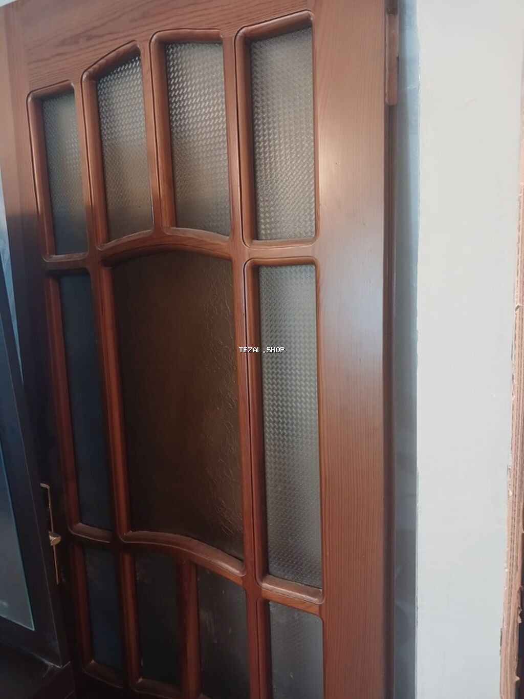 Şüşəli taxta otaq qapısı - Material: təbii ağac (ağac naxışlı, laklı