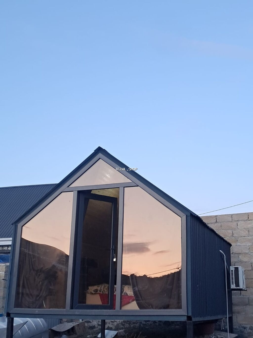 Daşınan A‑frame tipli mini ev 055-230-87-18 Ölçü: 4 m uzunluq, 3 m en