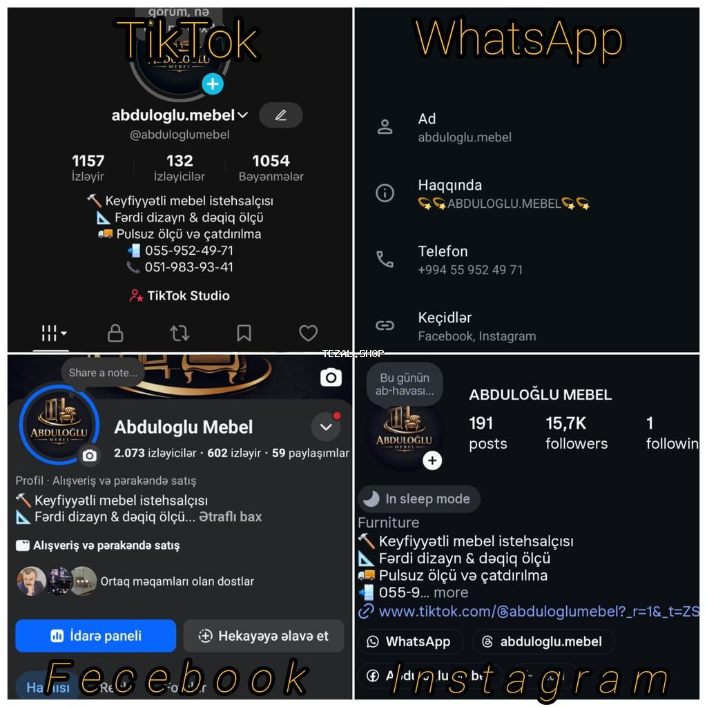 Salam! ✨ 'Abduloğlu Mebel'ə müraciət etdiyiniz üçün təşəkkür edirik