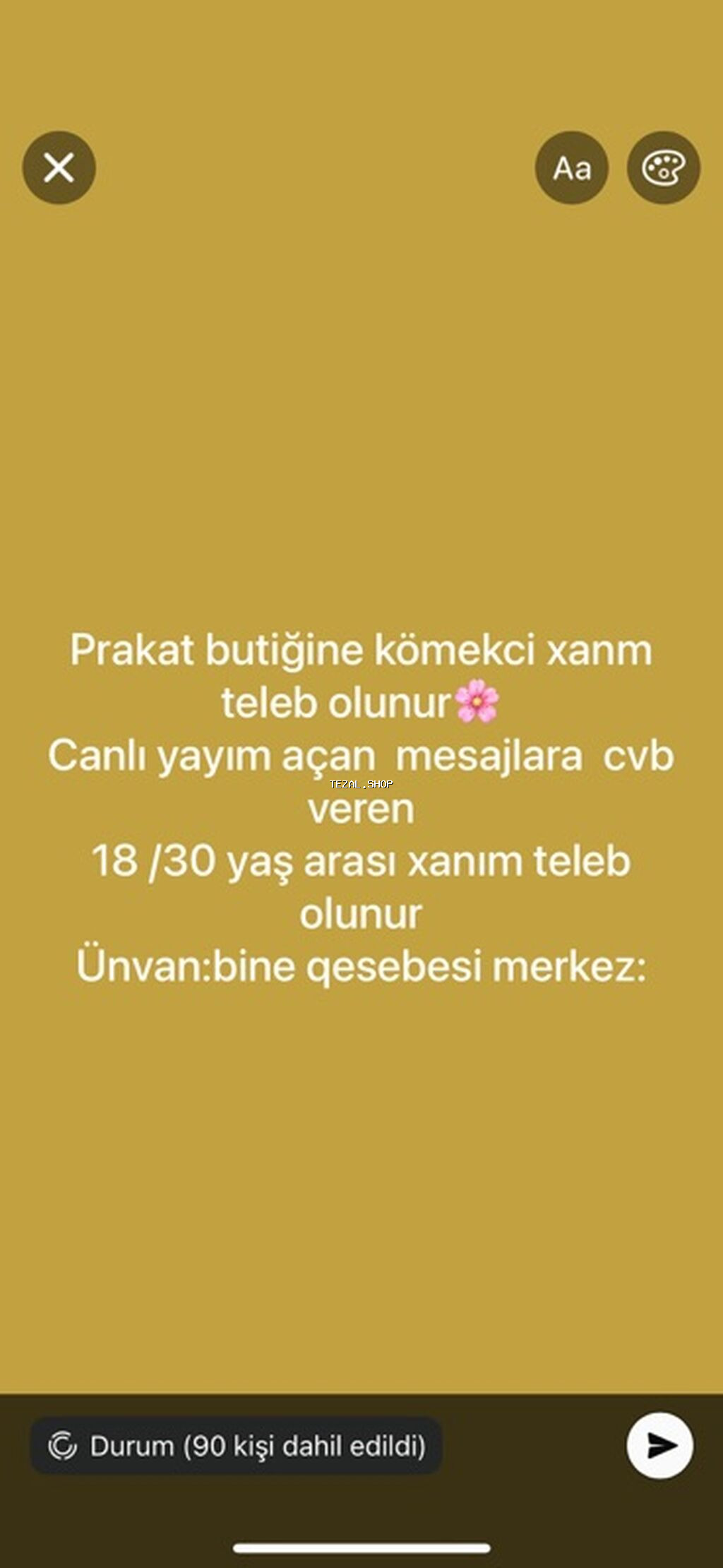 Vakansiya: Prakat butiki üçün köməkçi xanım - İşin mahiyyəti: canlı