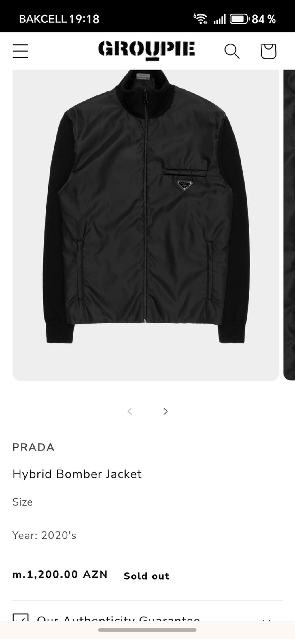 PRADA Hybrid Bomber Jacket Italya brendi Prada. Vetrovka. ölcüsü 50