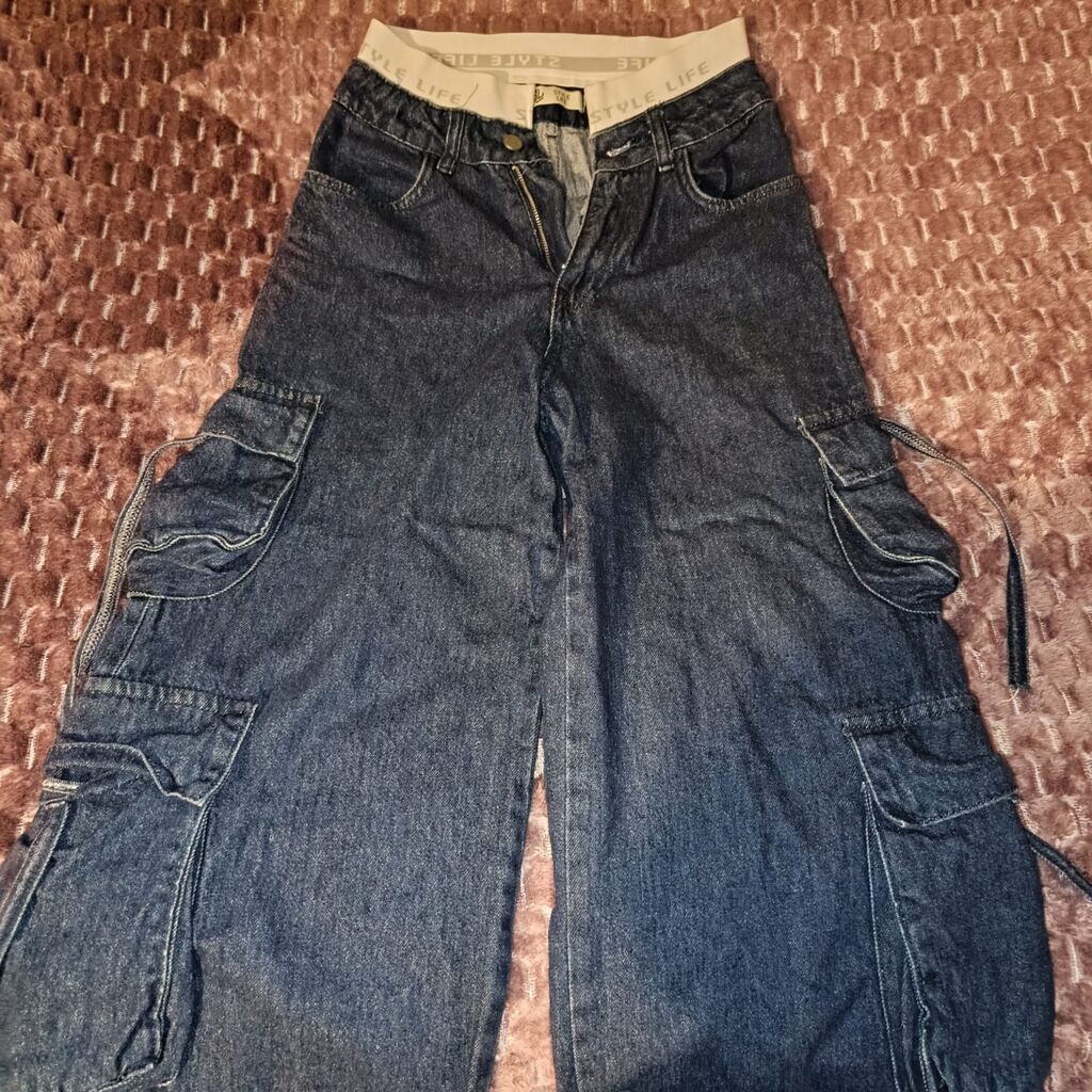 45 Azn e alınıb. Kargo cibli denim şalvar - Material: tünd mavi denim