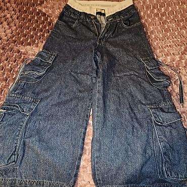 45 Azn e alınıb. Kargo cibli denim şalvar - Material: tünd mavi denim - şəkil 4