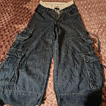 45 Azn e alınıb. Kargo cibli denim şalvar - Material: tünd mavi denim - şəkil 5