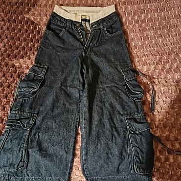 45 Azn e alınıb. Kargo cibli denim şalvar - Material: tünd mavi denim - şəkil 3