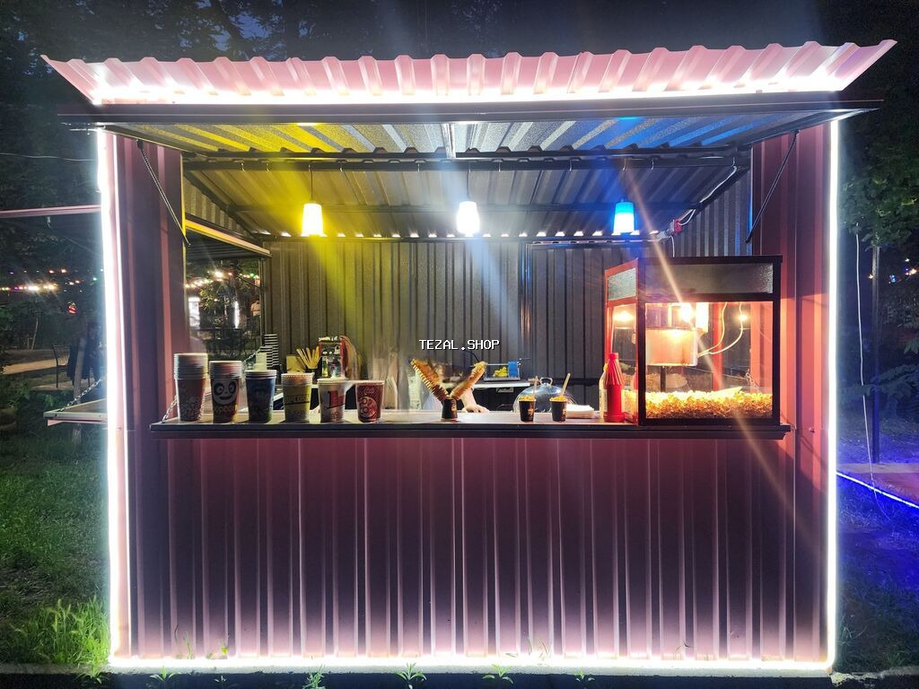 LED işıqlı mobil satış köşkü – popkorn və içkilər üçün tam təchizatlı