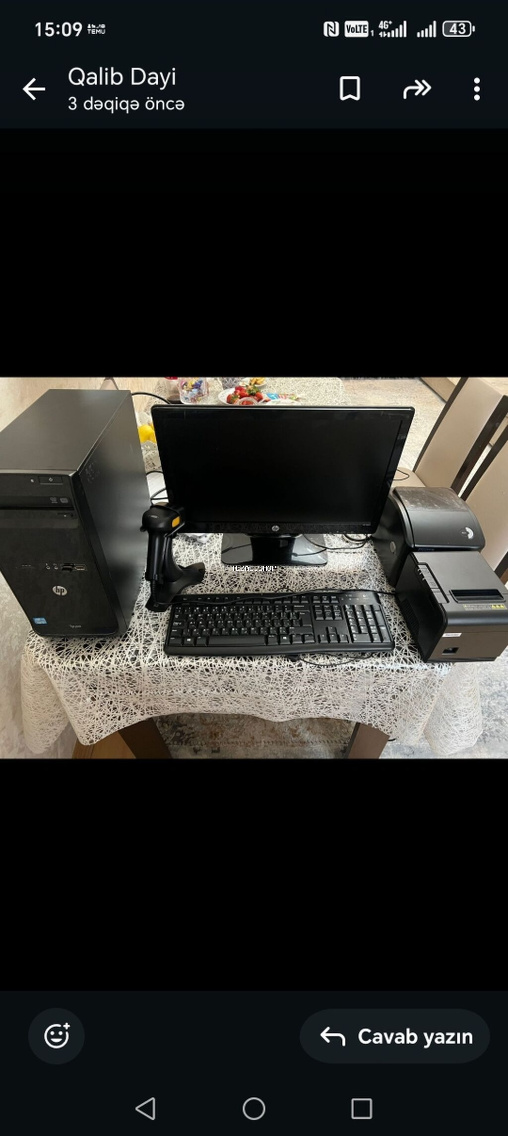 POS komplekti – mağaza/kassa sistemi üçün Tərkib: - HP stolüstü