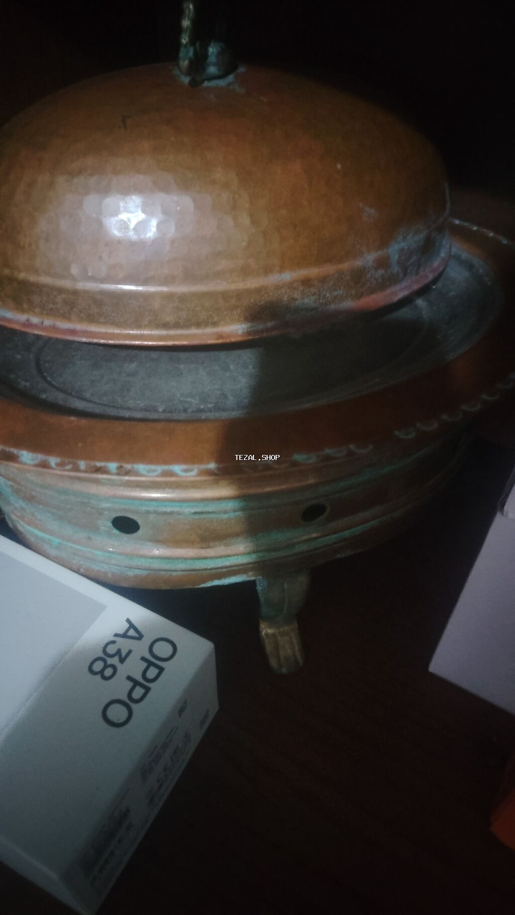 Mis qabdan hazırlanmış kömürlü/şamlı isidici-süfrə qabı (mangal tipli - şəkil 2