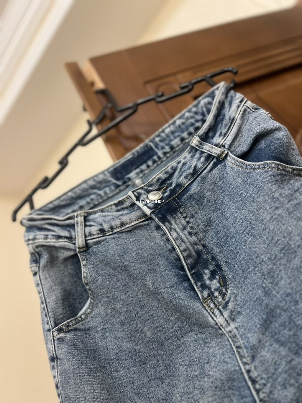 Geniş kəsimli cargo cins şalvar - Rəng: açıq mavi, yuyulmuş effektli - şəkil 2