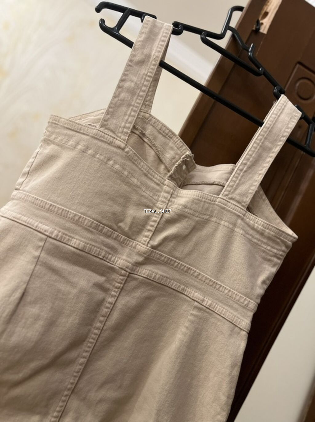 Bej rəngli daş yuma effektli sarafan/kimono tipli don - Model: qalın - şəkil 4