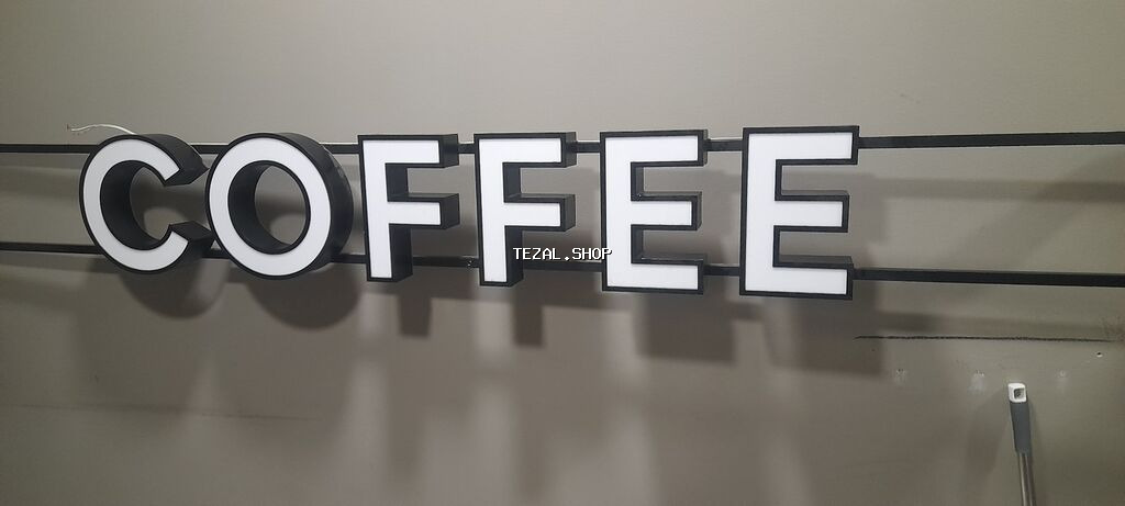 Məhsul: “COFFEE” işıqlı lövhə 160×30 - Dizayn: Ağ işıqlı, qara