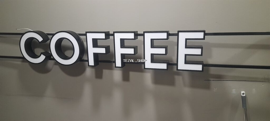 Məhsul: “COFFEE” işıqlı lövhə 160×30 - Dizayn: Ağ işıqlı, qara - şəkil 2