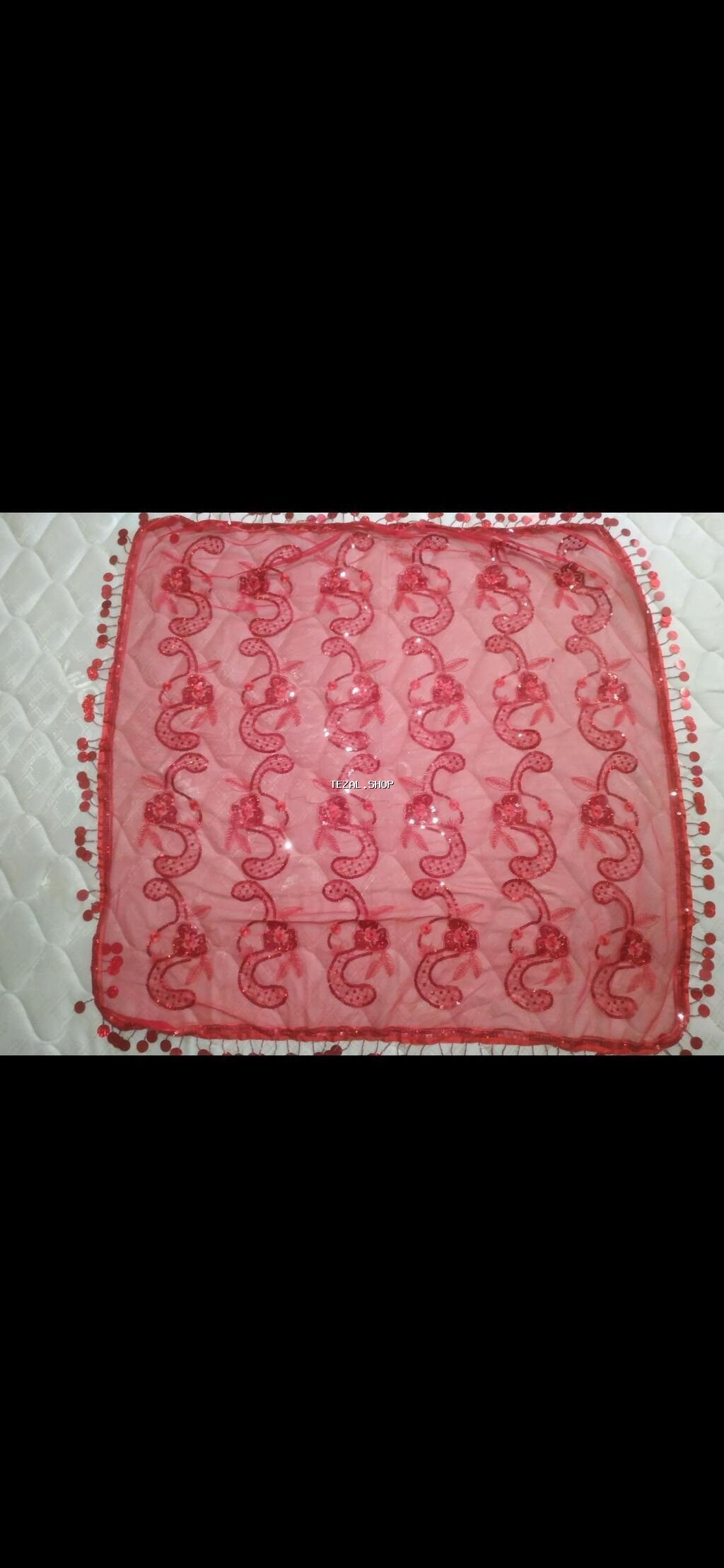 Qırmızı şal dəsti 2 si heri nişan ucun örtukdu biri uzun qirmizi parça - şəkil 5