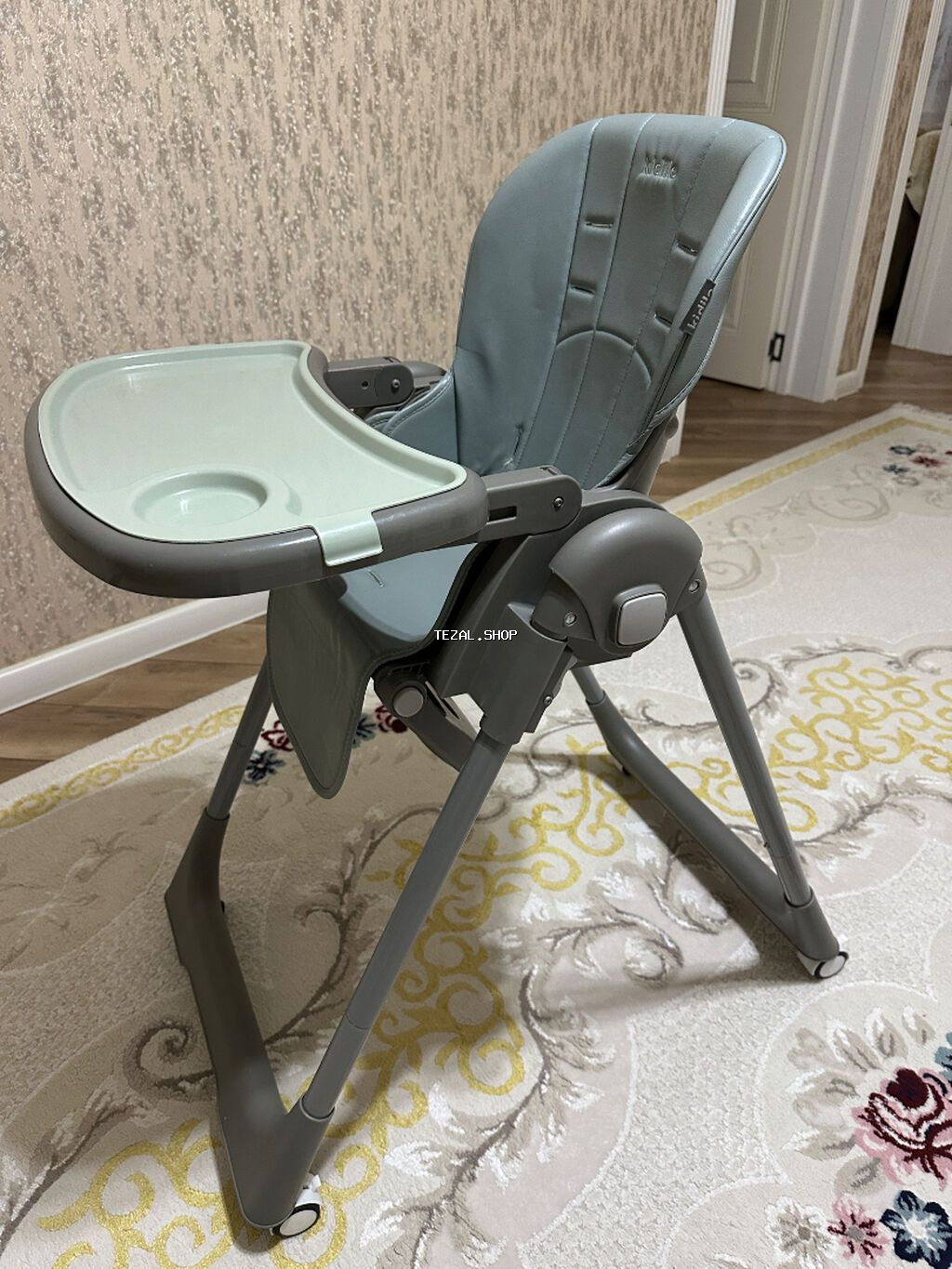 Kidilo uşaq yemək stulu - Rəng: boz-yaşıl tonlarda - Yumşaq