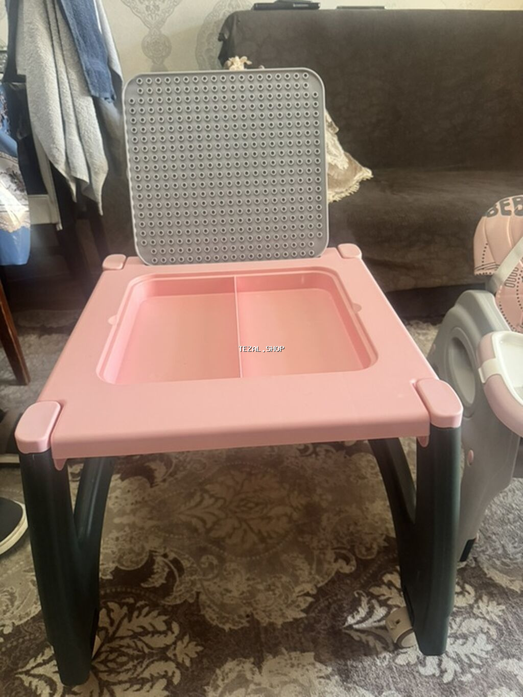 Uşaq üçün çoxfunksiyalı yemək və fəaliyyət kreslosu-seti - 3-də-1 - şəkil 2