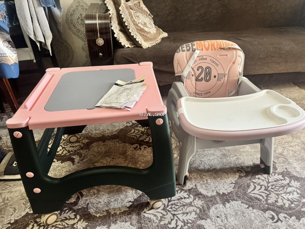 Uşaq üçün çoxfunksiyalı yemək və fəaliyyət kreslosu-seti - 3-də-1 - şəkil 4