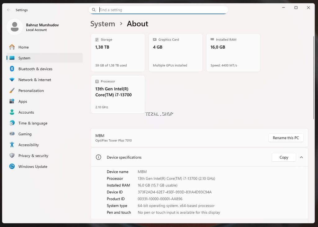 Dell OptiPlex Tower Plus 7010 Səliqəli şəkildə istifadə edilib, Heç - şəkil 3