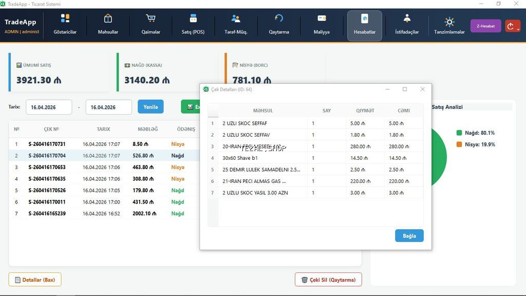 TradeApp — Satış və Avtomatlaşdırma Sistemi ​Həm layihə (kodlar - şəkil 3
