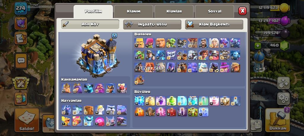 Clash of Clans hesabı – yüksək səviyyəli əsas kənd və tam inkişaf - şəkil 3