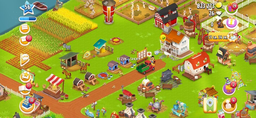 Hay Day hesabı – inkişaf etmiş ferma - Səviyyə: 56 - Oyun içi valyuta