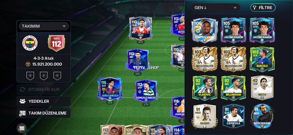 EA FC Mobile hesabı – yüksək reytinqli komanda və zəngin heyət -