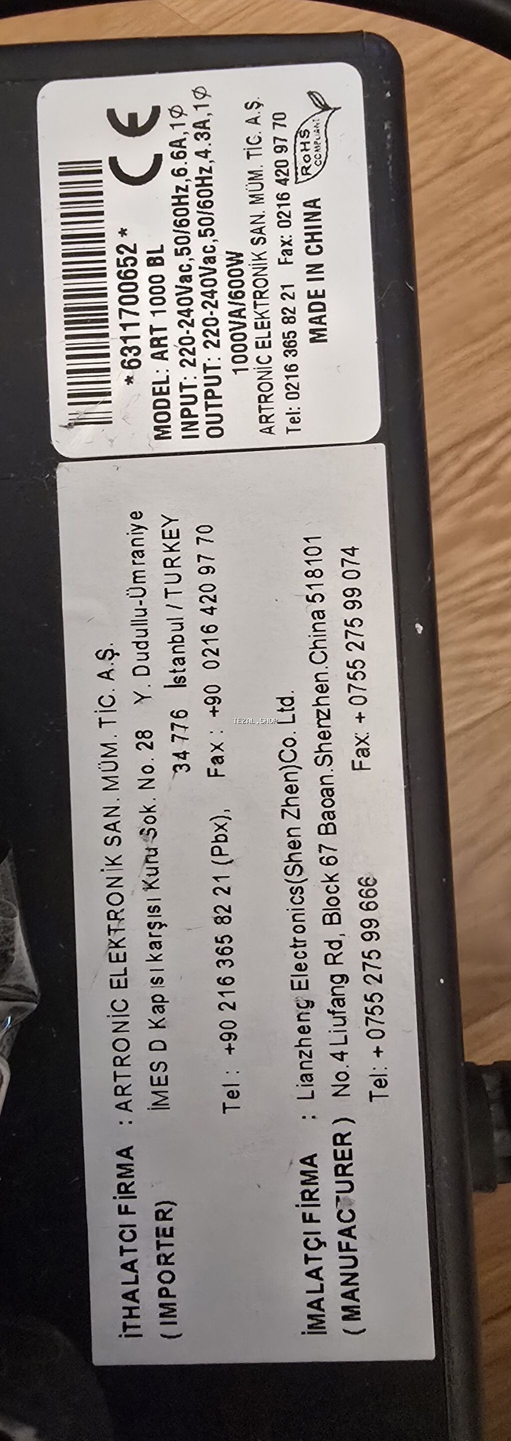 ARTronic ART 1000 BL UPS satılır 🔹 1000 VA / 600 W güc 🔹 Elektrik - şəkil 3