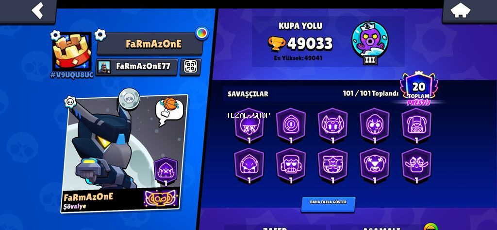 Brawl Stars oyun hesabı Hesab 2019 da açılıb içine cox pul vurulubdu