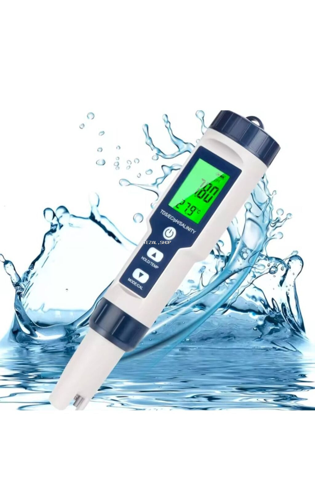 Şəkildə TDS sayğacı kimi adlandırılan 5-in-1-də su keyfiyyəti test