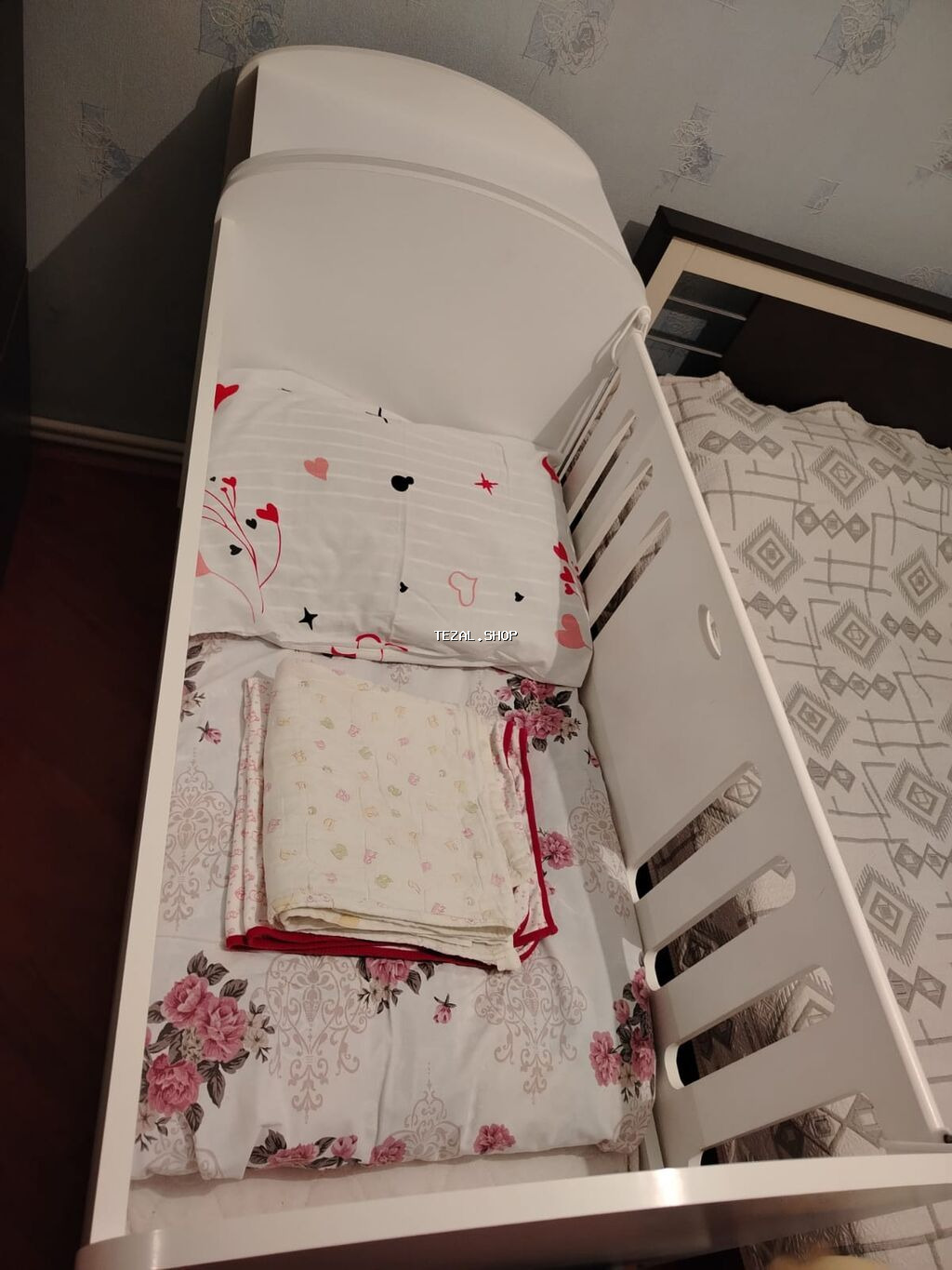 Oğlan və qız üçün, Dördbucaq, Beşik, Dəstsiz, Matras ilə, Yellənmə mexanizmsiz - şəkil 3