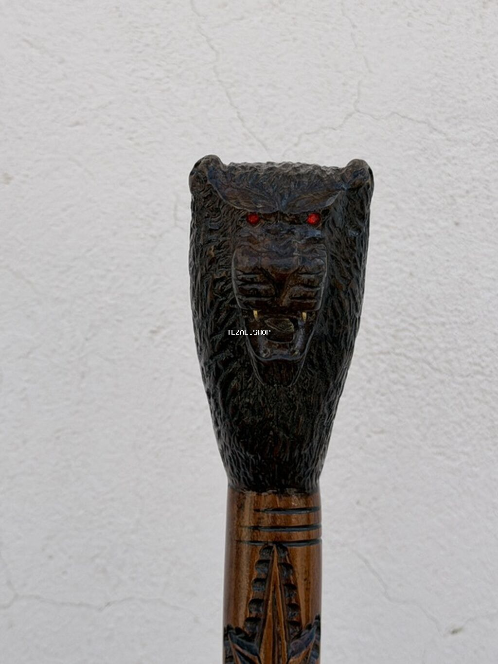 Ağacdan oyma dizaynlı əl işi əsalı - Material: bərk ağac, cilalanmış