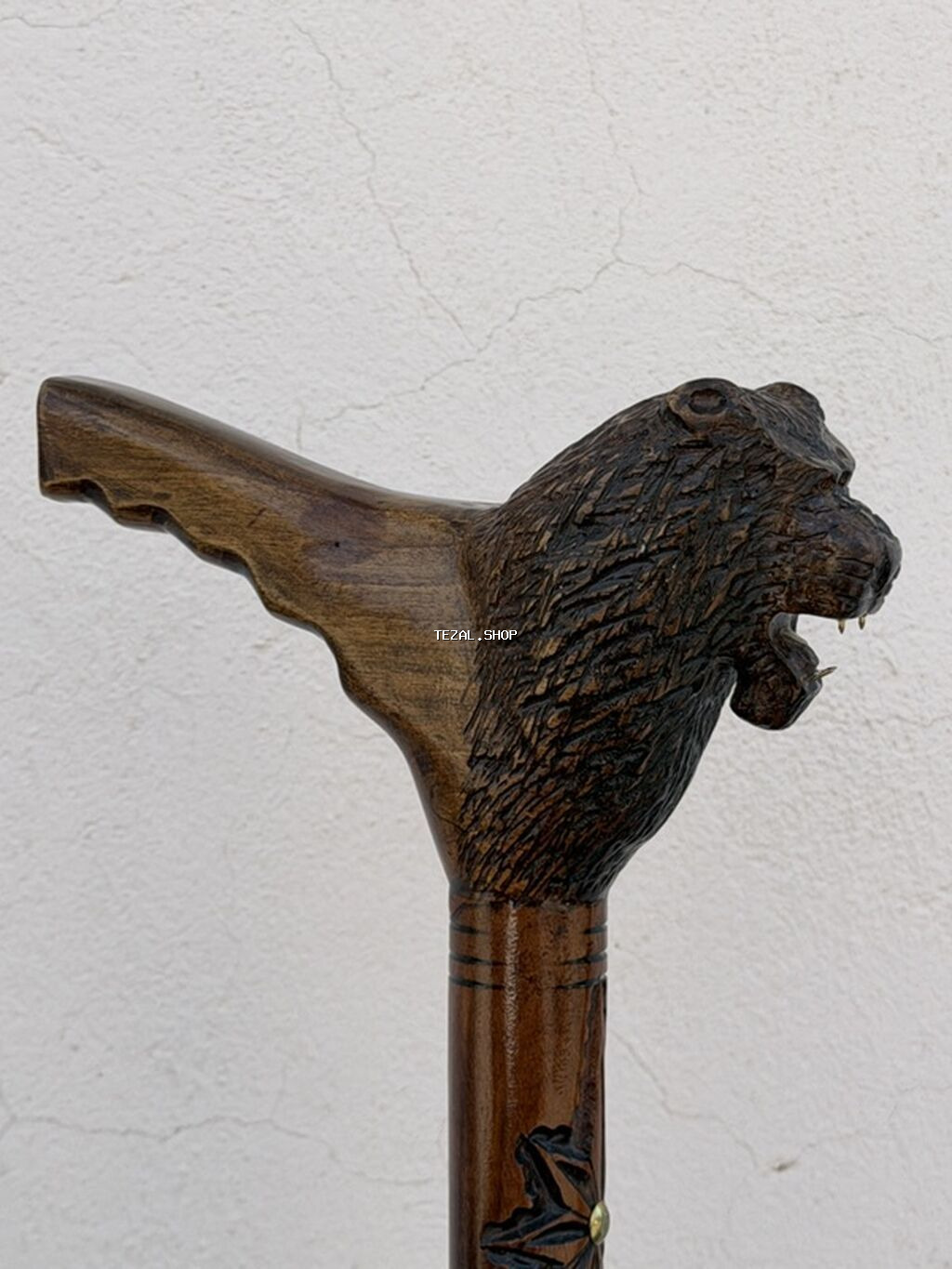 Ağacdan oyma dizaynlı əl işi əsalı - Material: bərk ağac, cilalanmış - şəkil 2