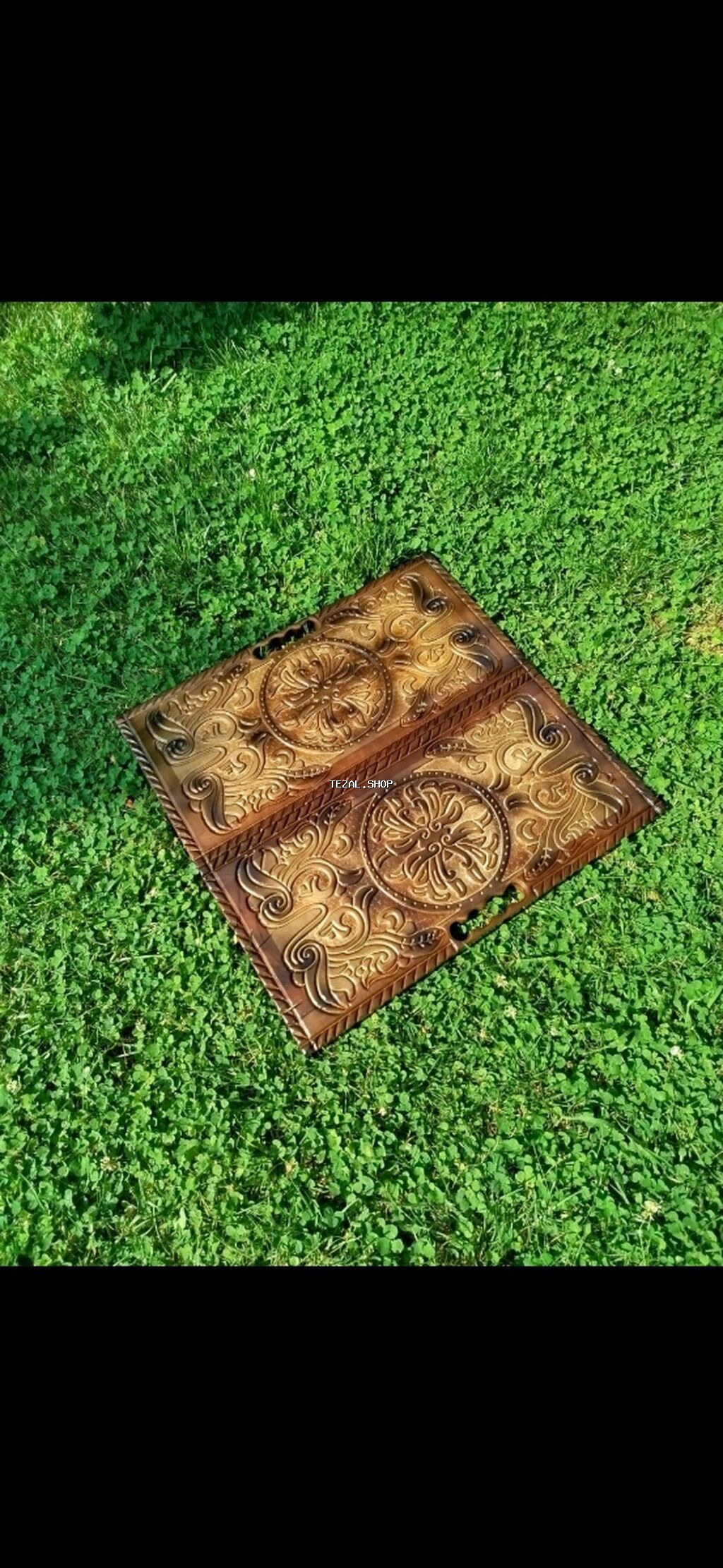 Ağacdan oyma nərd-taxta dəsti - Material: bərk ağac, əl işi oyma və