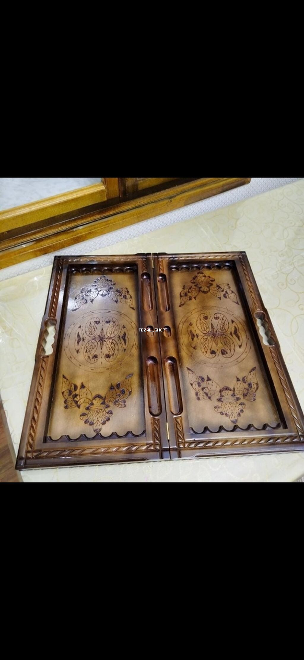 Ağacdan oyma nərd-taxta dəsti - Material: bərk ağac, əl işi oyma və - şəkil 2