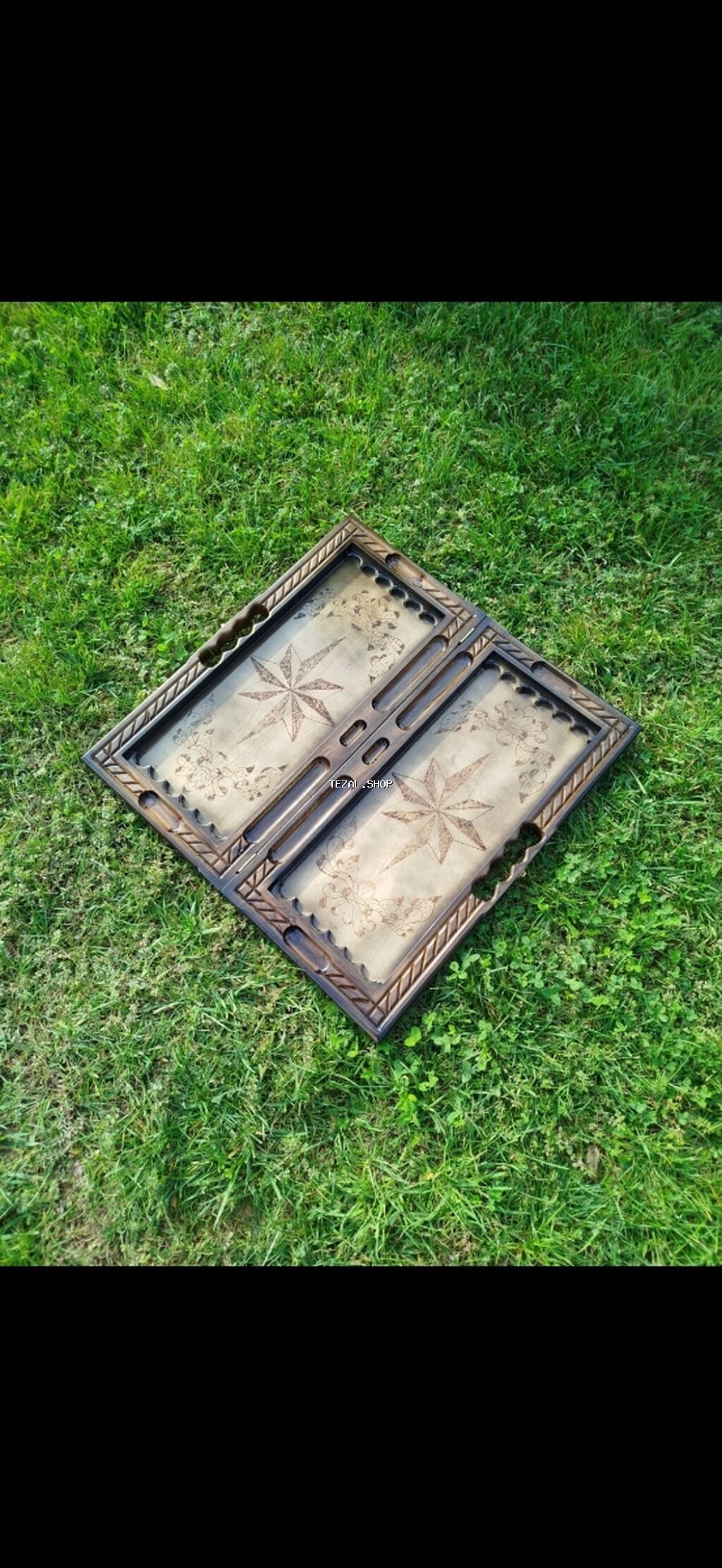 Ağacdan oyma nərd-taxta dəsti - Material: bərk ağac, əl işi oyma və - şəkil 5