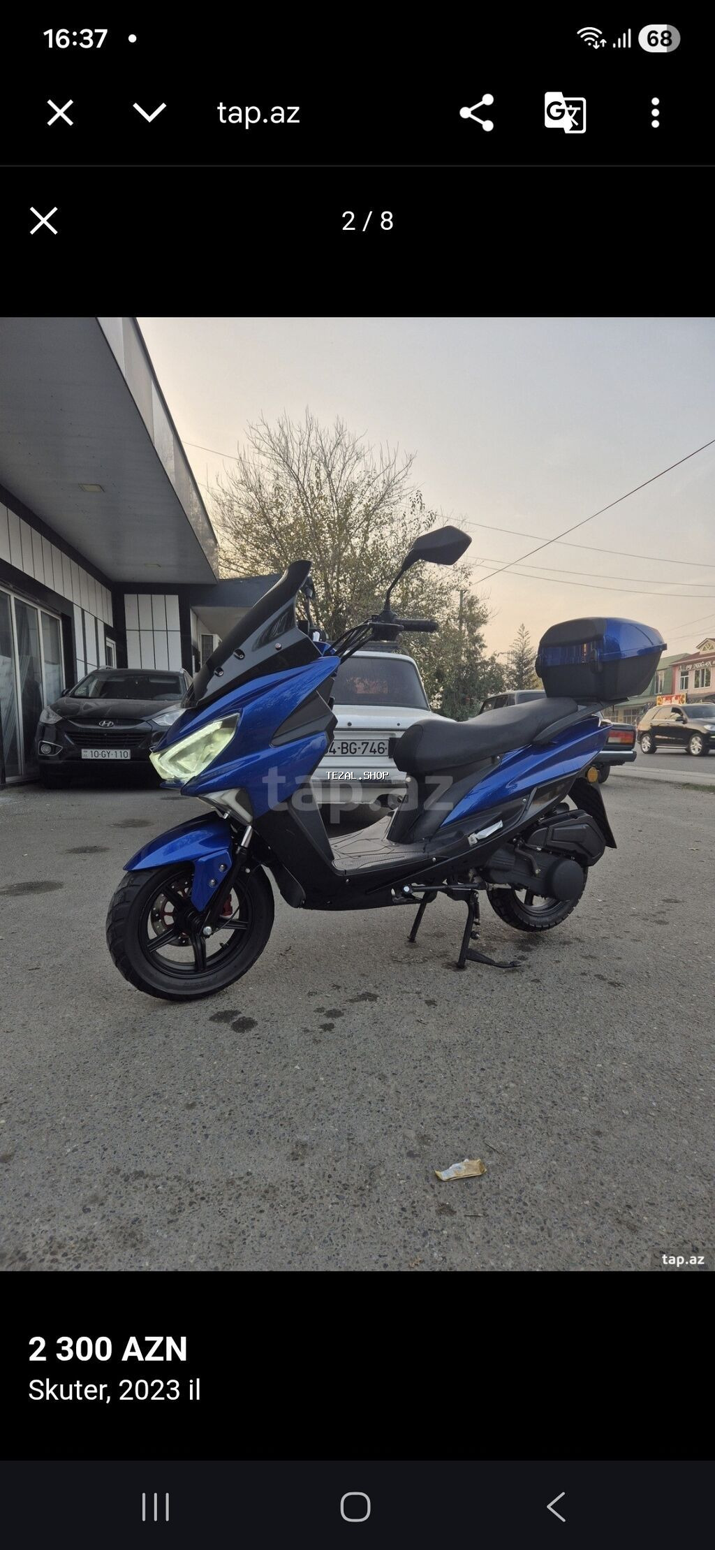 Skuter – 2023 il, mavi rəng Xüsusiyyətlər: - Geniş ön vindsild - şəkil 2